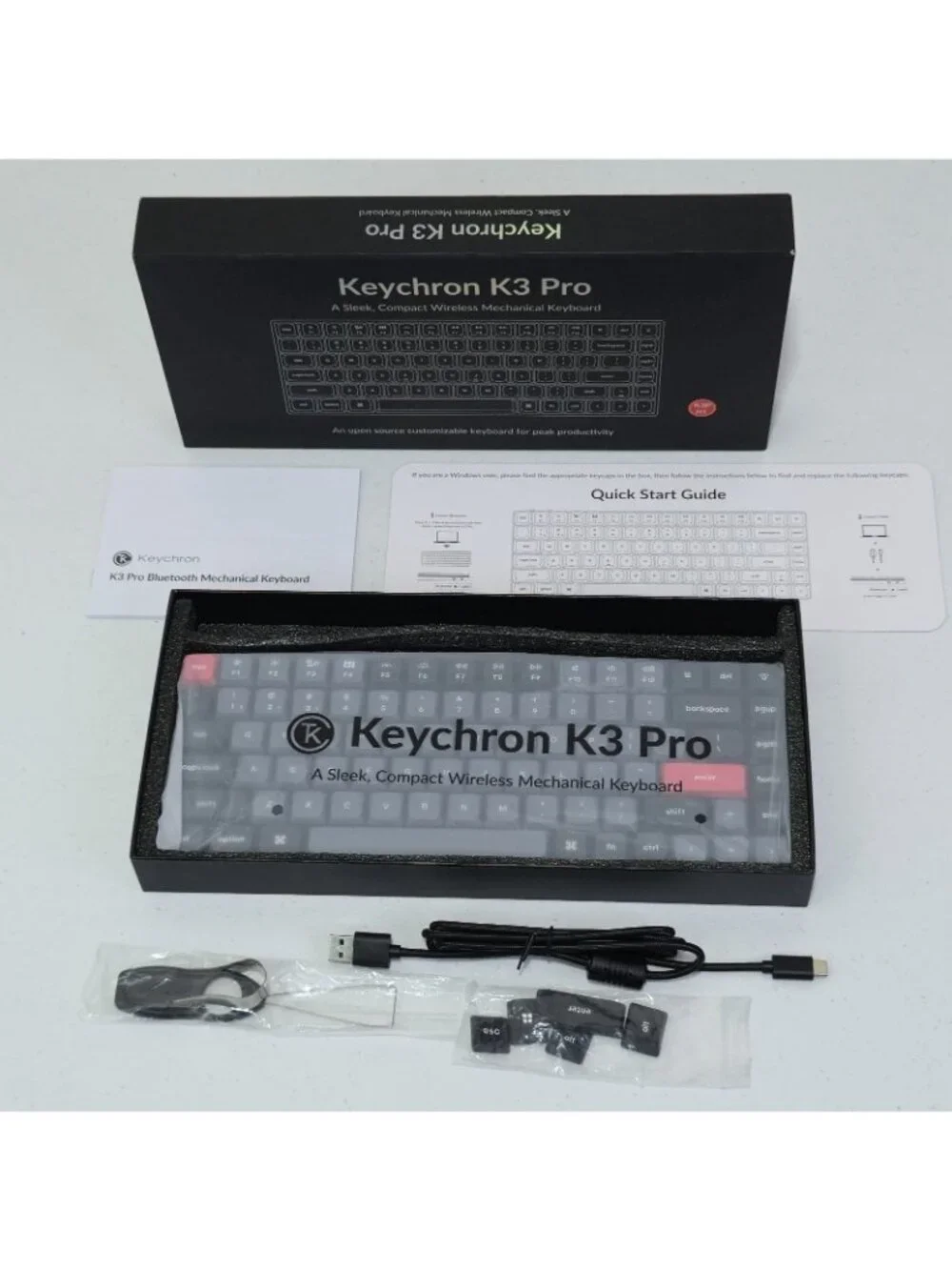 Keychron K3 Pro Compact Wireless Mechanical Keyboard With RBG Backlight Red...